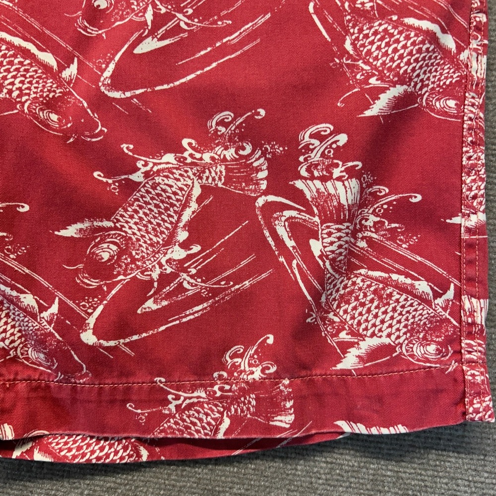 Polo Ralph Lauren Fishing Shorts Men's 36 Red AOP Fish 100% Cotton 10" - Picture 2 of 11